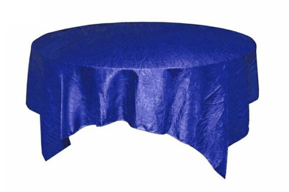 Royal Blue Taffeta Crinkle Table Overlay Decorations 72 inches x 10 For Hire