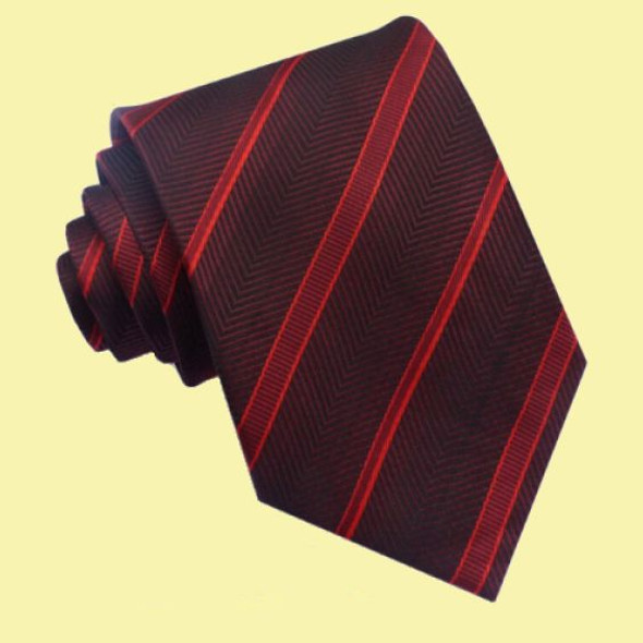 Cherry Red Stripes Burgundy Formal Wedding Straight Mens Neck Tie