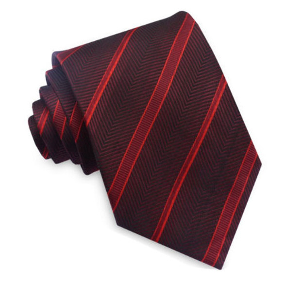 Cherry Red Stripes Burgundy Formal Wedding Straight Mens Neck Tie