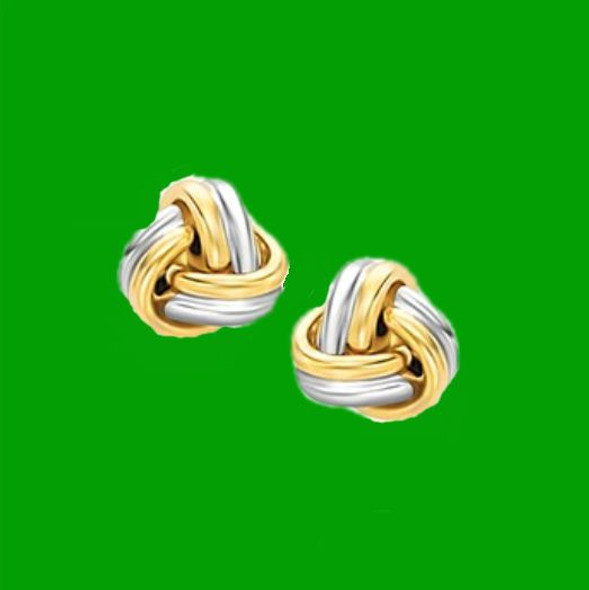 14K Two Tone Gold Polished Love Knot Stud Earrings