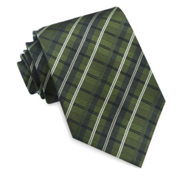 Green White Black Diagonal Thatch Formal Wedding Straight Mens Neck Tie