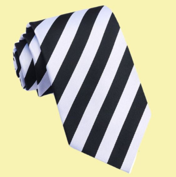 White Black Diagonal Stripes Formal Wedding Straight Mens Neck Tie