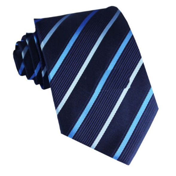 Cobalt Sky Dark Blue Diagonal Stripes Formal Wedding Straight Mens Neck Tie