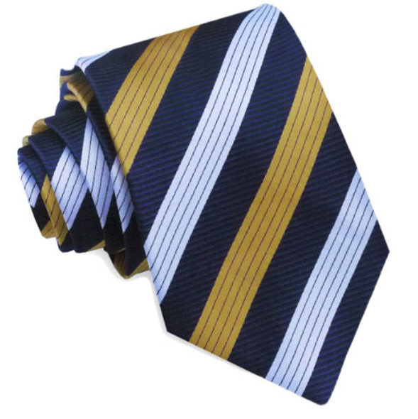 Yellow White Dark Blue Rail Stripes Formal Wedding Straight Mens Neck Tie Yellow White Dark Blue Rail Stripes Formal Wedding Straight Mens Neck Tie