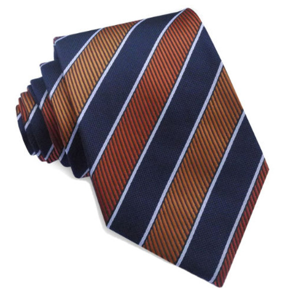 Orange White Black Diagonal Stripes Formal Wedding Straight Mens Neck Tie