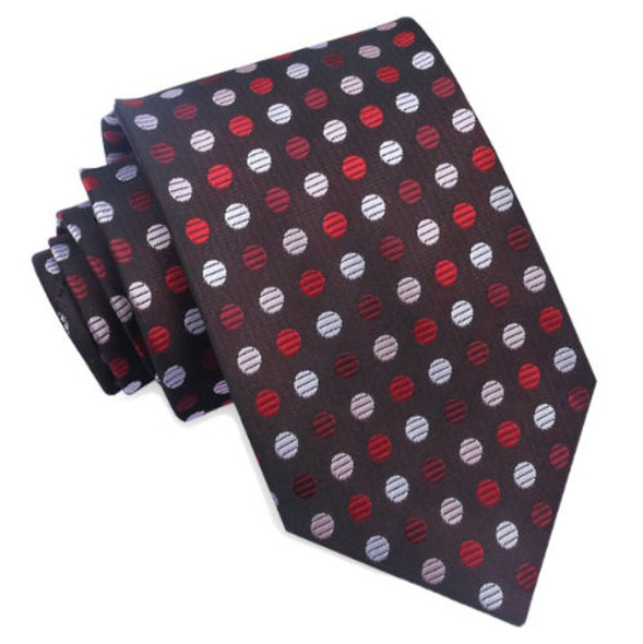 Red White Light Pink Polka Dots Formal Wedding Straight Mens Neck Tie