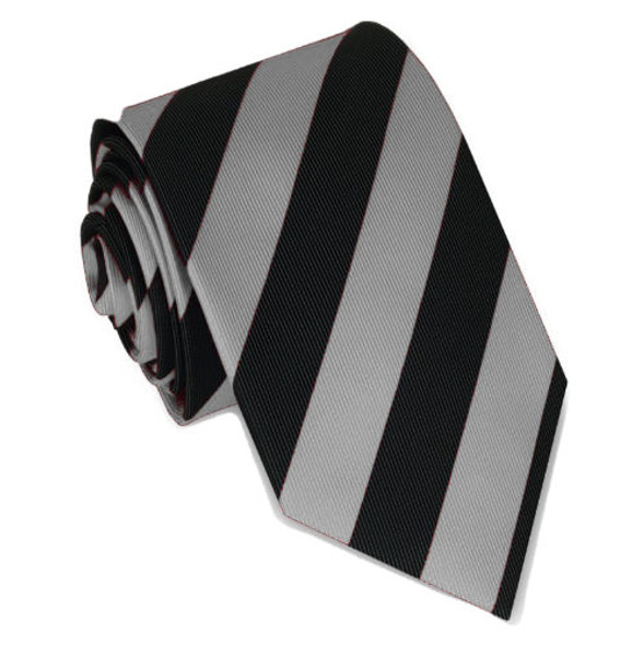Silver Black Diagonal Stripes Formal Wedding Straight Mens Neck Tie