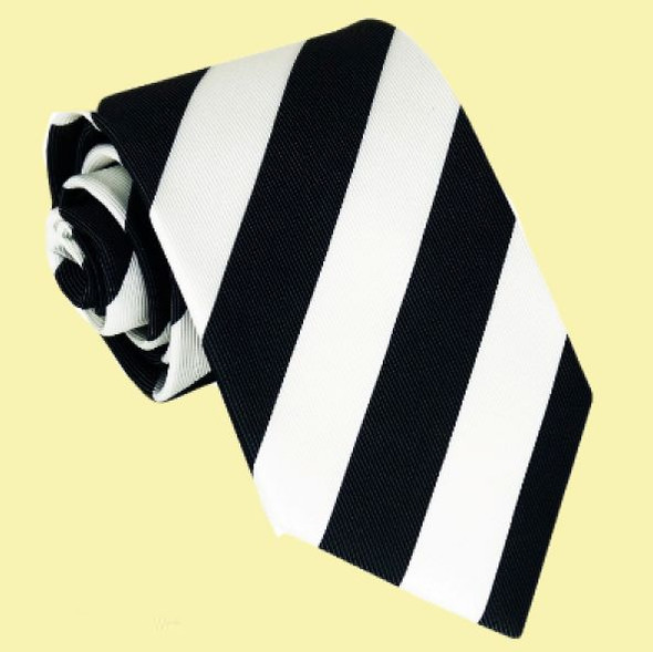 White Black Diagonal Wide Stripes Formal Wedding Straight Mens Neck Tie White Black Diagonal Wide Stripes Formal Wedding Straight Mens Neck Tie