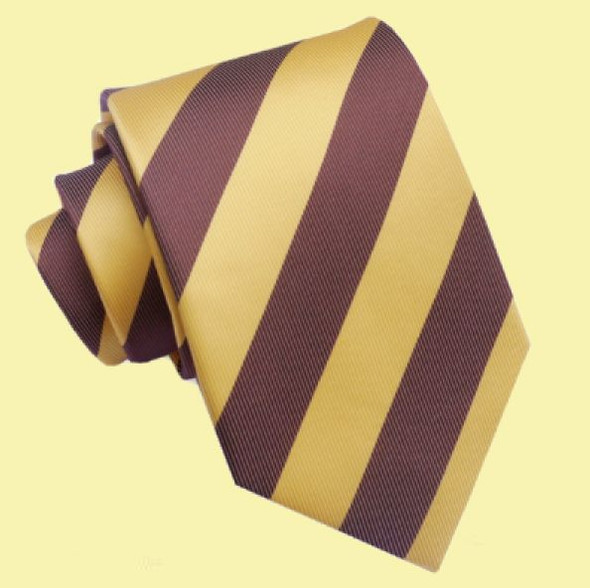 Yellow Brown Diagonal Stripes Formal Wedding Straight Mens Neck Tie