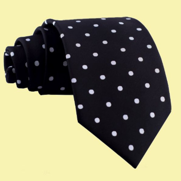 Black White Polka Dots Formal Wedding Straight Mens Neck Tie