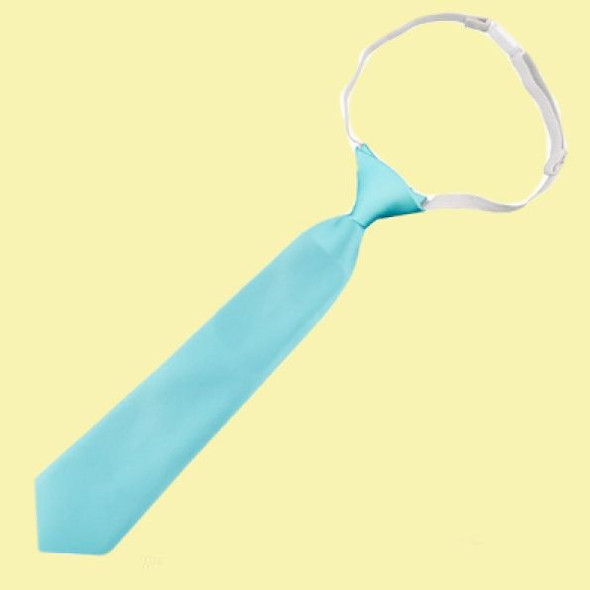 Aqua Tiffany Blue Junior Boys Ages 3-7 Wedding Elastic Straight Boys Neck Tie