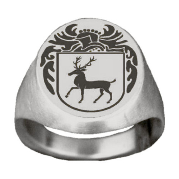 Knight Series Surname Coat of Arms 14K White Gold Mens Ring​
