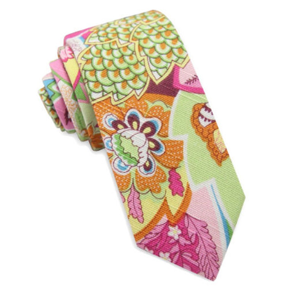 Pastel Floral Formal Groomsmen Groom Wedding Slim Skinny Mens Neck Tie