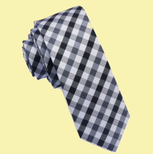 Black Grey White Check Groomsmen Groom Wedding Slim Skinny Mens Neck Tie