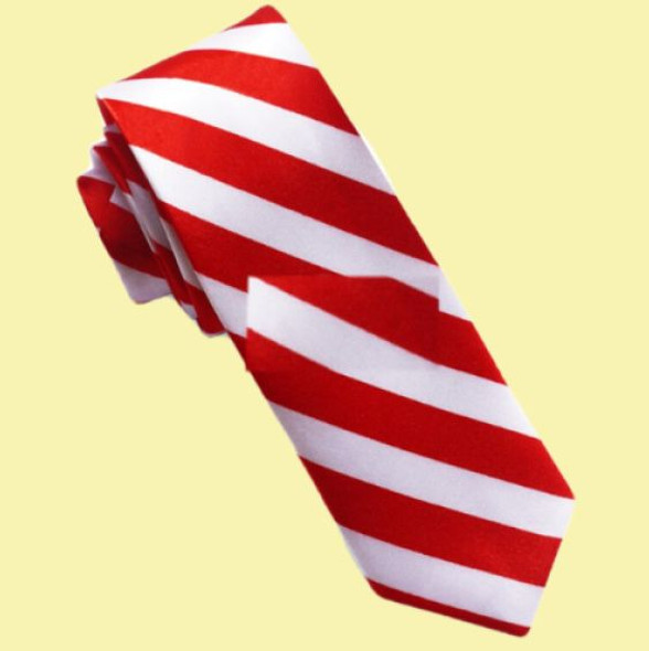 Red White Stripes Groomsmen Groom Wedding Slim Skinny Mens Neck Tie