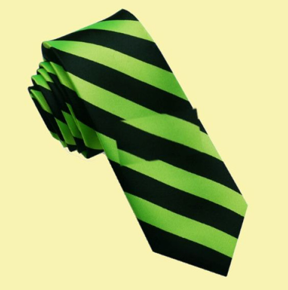 Lime Green Black Stripes Groomsmen Groom Wedding Slim Skinny Mens Neck Tie