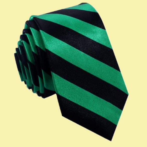 Emerald Green Black Stripes Groomsmen Groom Wedding Slim Skinny Mens Neck Tie