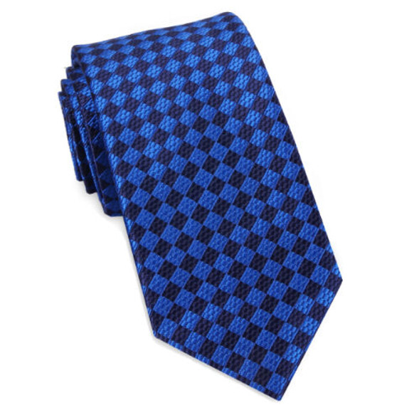 Cobalt Blue Textured Diamond Groomsmen Groom Wedding Narrow Mens Neck Tie
