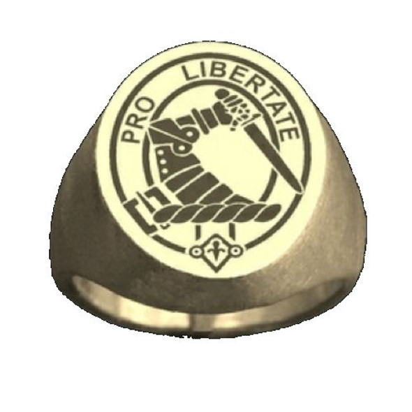 Clan Badge Engraved Oval Clan Crest 10K Yellow Gold Ladies Ring