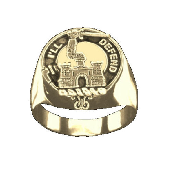 Clan Badge Raised Relief Clan Crest 14K Yellow Gold Mens Ring