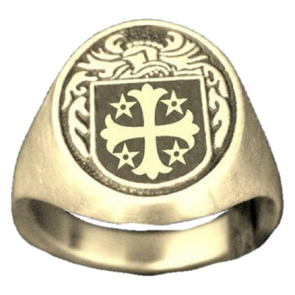 Knight Series Raised Relief Irish Coat of Arms 14K Yellow Gold Mens Ring​