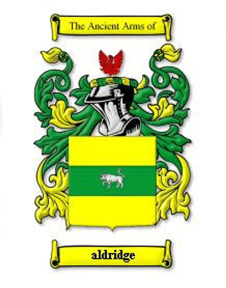Aldridge Coat of Arms Surname Large Print Aldridge Family Crest