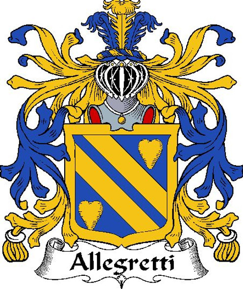 Allegretti Italian Coat of Arms Large Print Allegretti Italian Family Crest