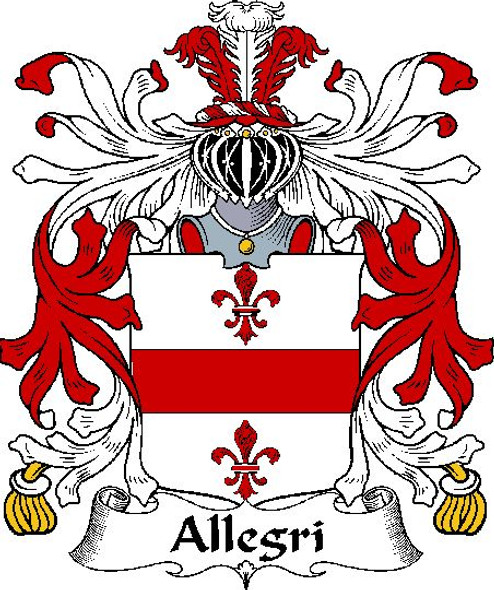 Allegri Italian Coat of Arms Large Print Allegri Italian Family Crest