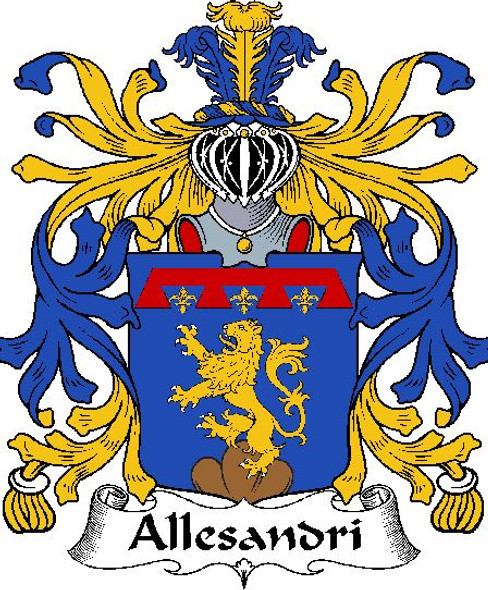 Allesandri Italian Coat of Arms Print Allesandri Italian Family Crest Print