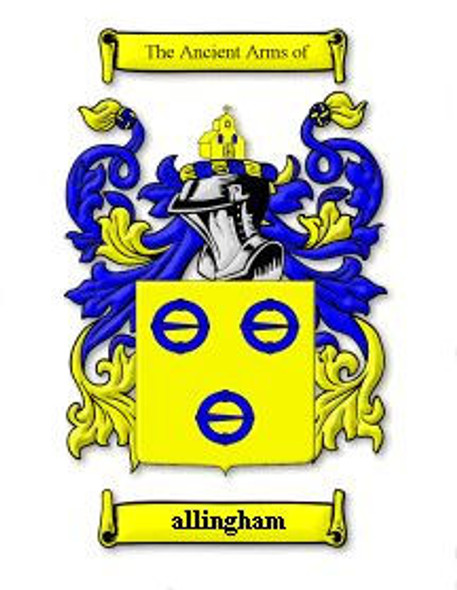 Allingham Coat of Arms Surname Print Allingham Family Crest Print