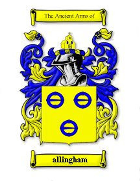 Allingham Coat of Arms Surname Large Print Allingham Family Crest