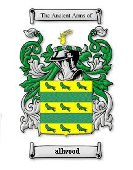 Allwood Coat of Arms Surname Large Print Allwood Family Crest