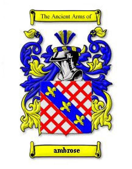 Ambrose Coat of Arms Surname Print Ambrose Family Crest Print