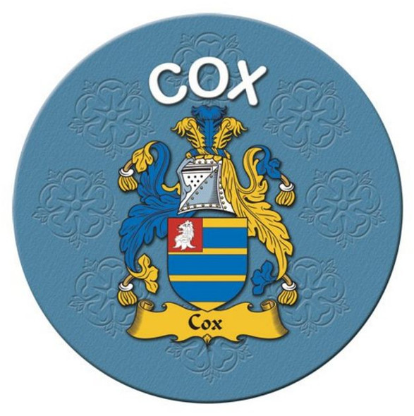 Cox Coat of Arms Cork Round English Family Name Coasters Set of 2