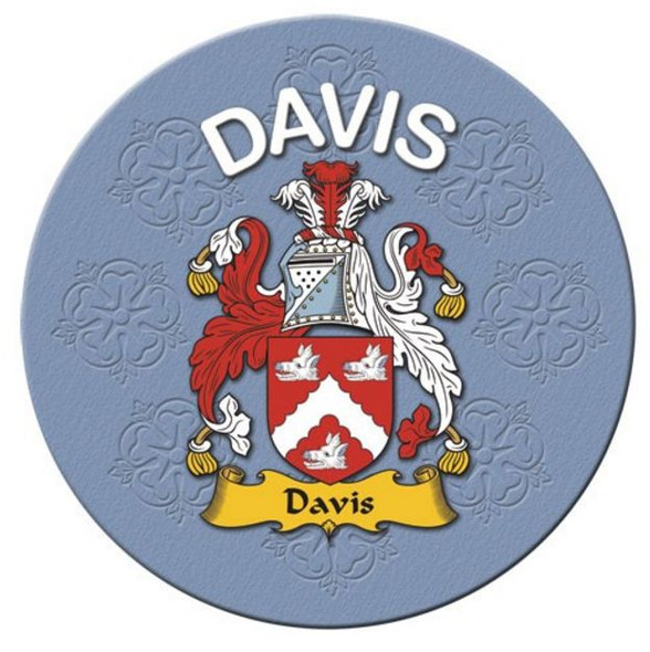 Davis Coat of Arms Cork Round English Family Name Coasters Set of 2