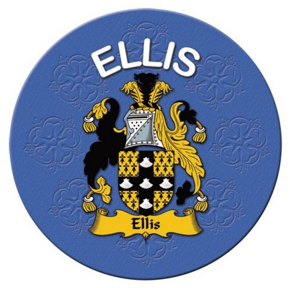 Ellis Coat of Arms Cork Round English Family Name Coasters Set of 2