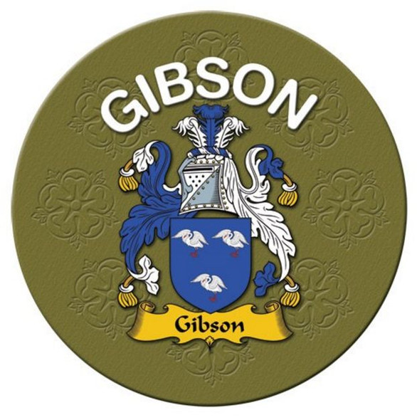 Gibson Coat of Arms Cork Round English Family Name Coasters Set of 4