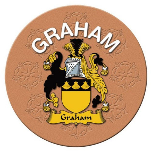 Graham Coat of Arms Cork Round English Family Name Coasters Set of 4