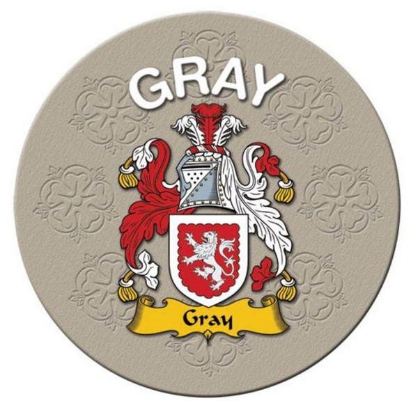 Gray Coat of Arms Cork Round English Family Name Coasters Set of 2