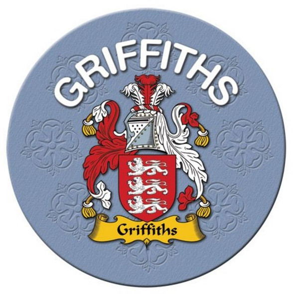 Griffiths Coat of Arms Cork Round English Family Name Coasters Set of 2