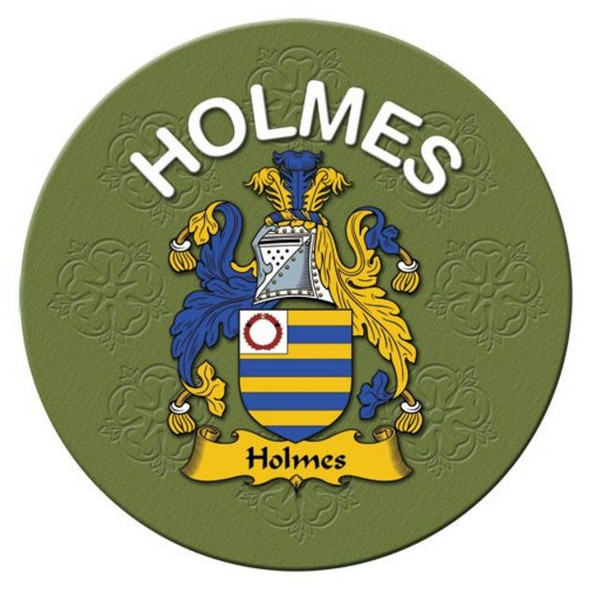 Holmes Coat of Arms Cork Round English Family Name Coasters Set of 2