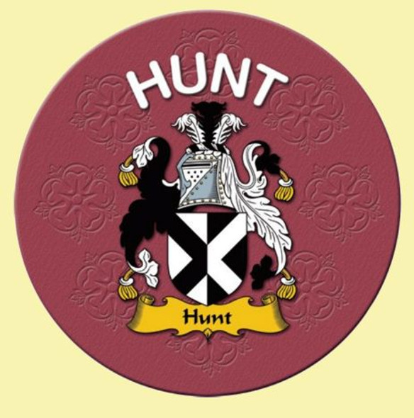 Hunt Coat of Arms Cork Round English Family Name Coasters Set of 4