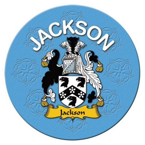 Jackson Coat of Arms Cork Round English Family Name Coasters Set of 2