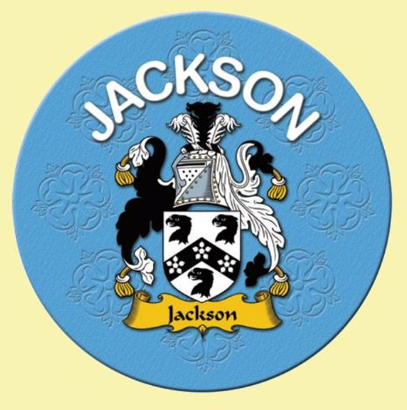 Jackson Coat of Arms Cork Round English Family Name Coasters Set of 4