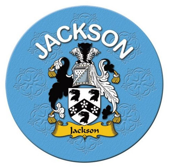 Jackson Coat of Arms Cork Round English Family Name Coasters Set of 4