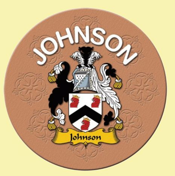 Johnson Coat of Arms Cork Round English Family Name Coasters Set of 2