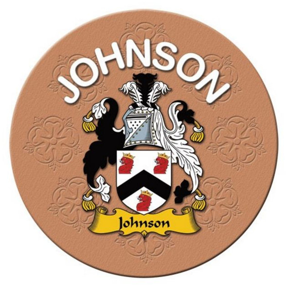 Johnson Coat of Arms Cork Round English Family Name Coasters Set of 2