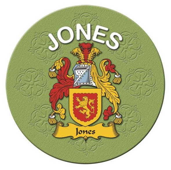 Jones Coat of Arms Cork Round English Family Name Coasters Set of 2