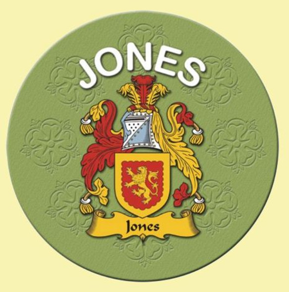 Jones Coat of Arms Cork Round English Family Name Coasters Set of 2