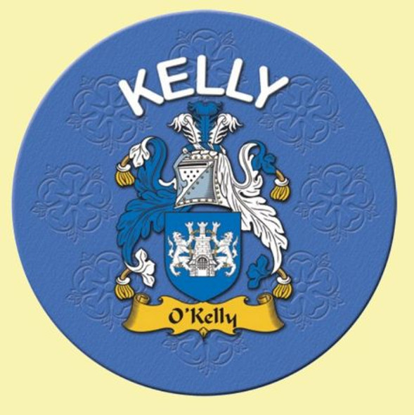 Kelly Coat of Arms Cork Round English Family Name Coasters Set of 2